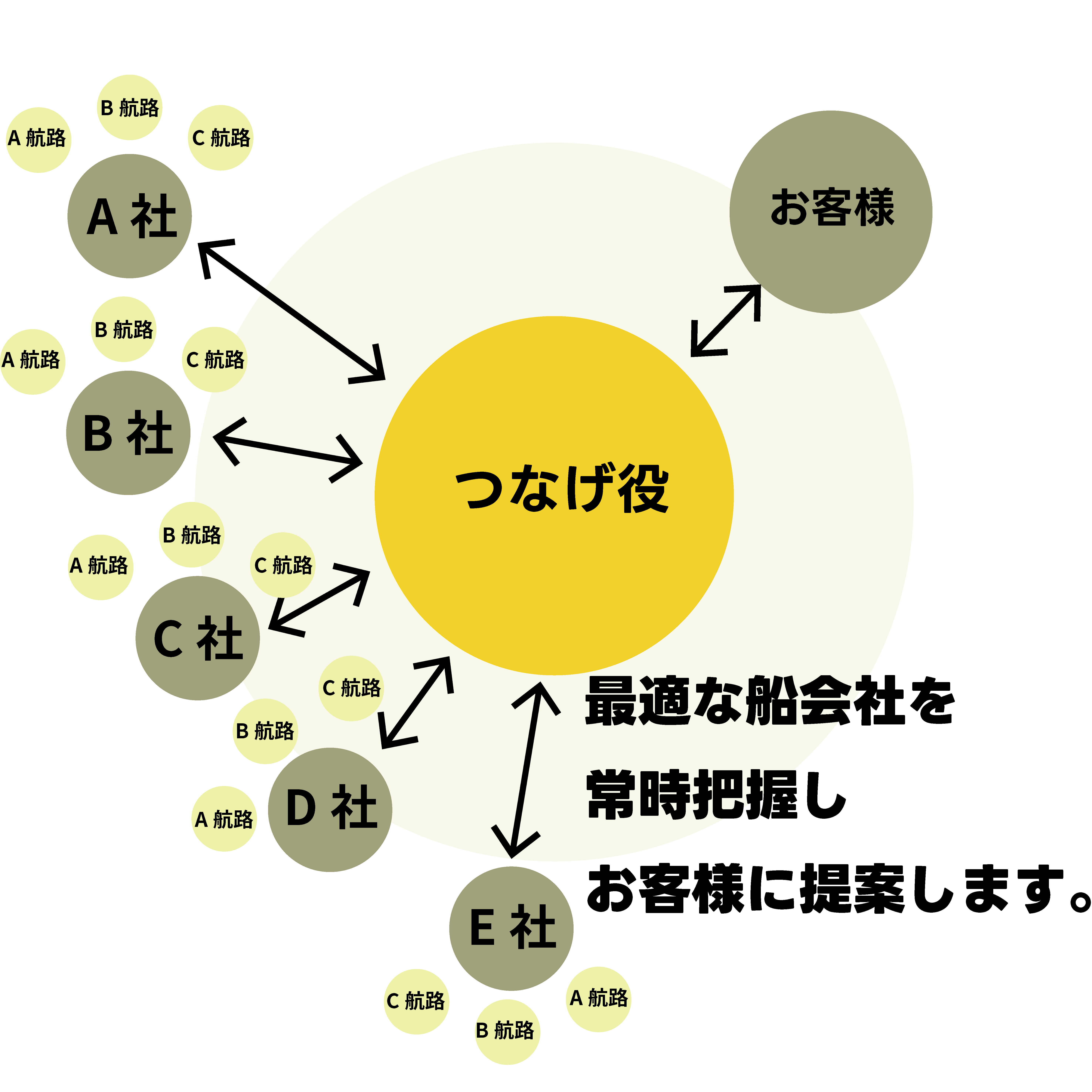 最適な船会社をご提案するイメージ